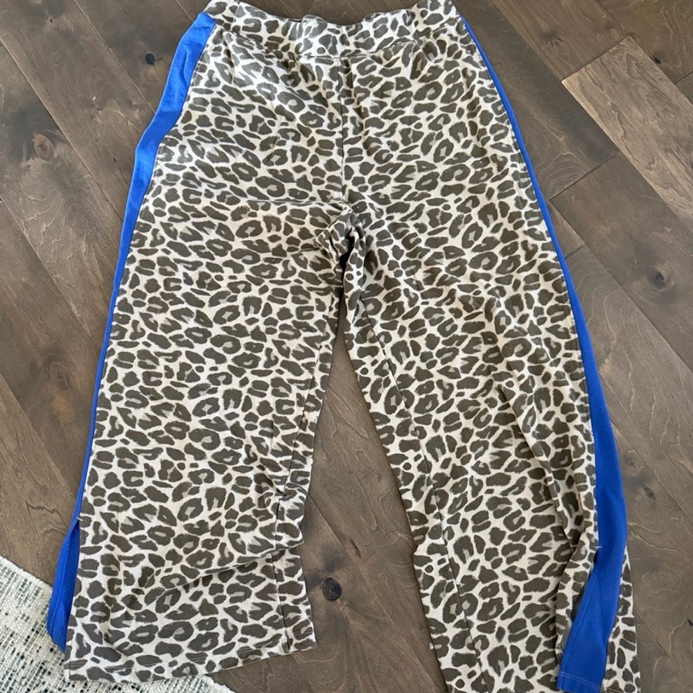 Grayson Threads Leopard Print Pants with Blue Accents